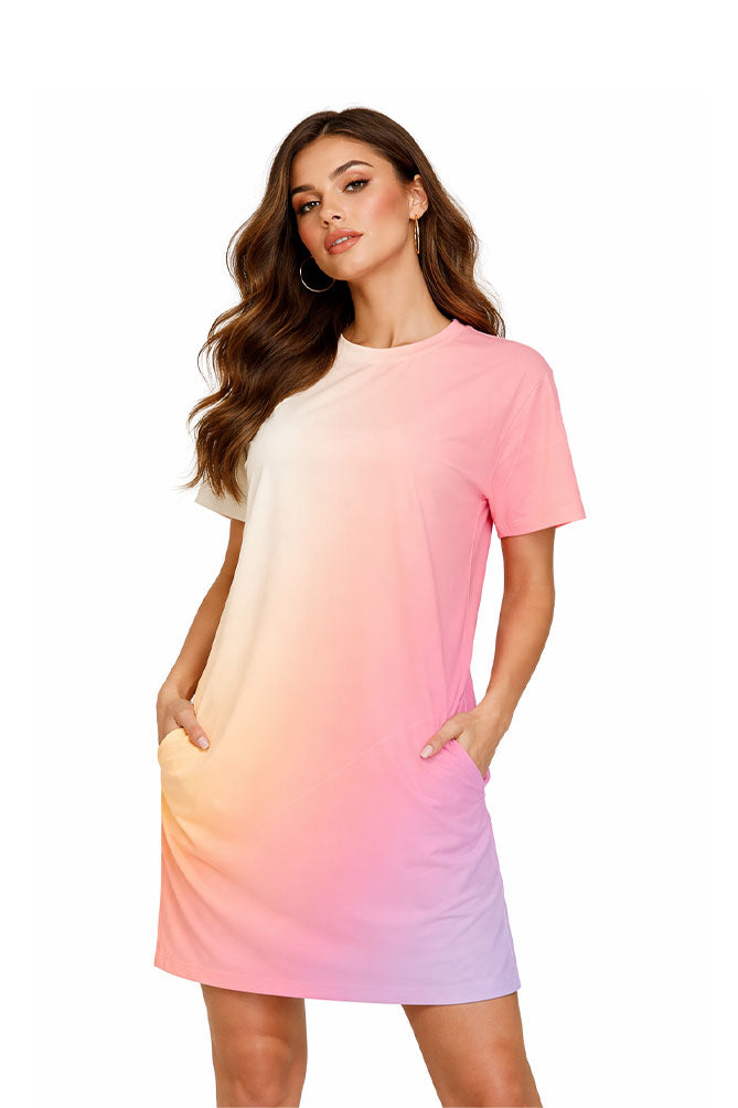 All Over Printed Oversized T-shirt Dress - Gradient Design