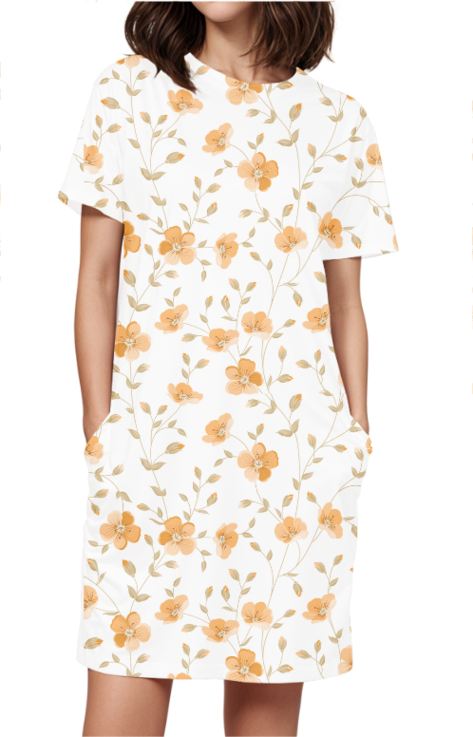 All Over Printed T-Shirt Dress - Floral Print