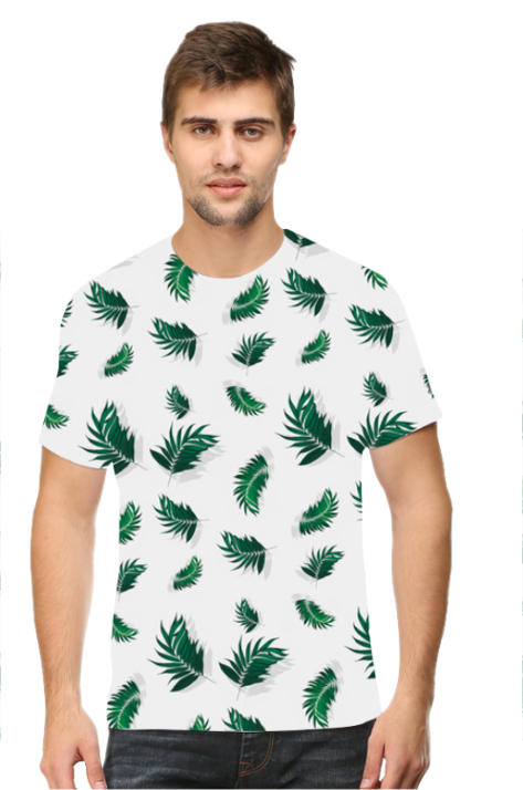 All-Over Printed Men's T-Shirt - leaf design