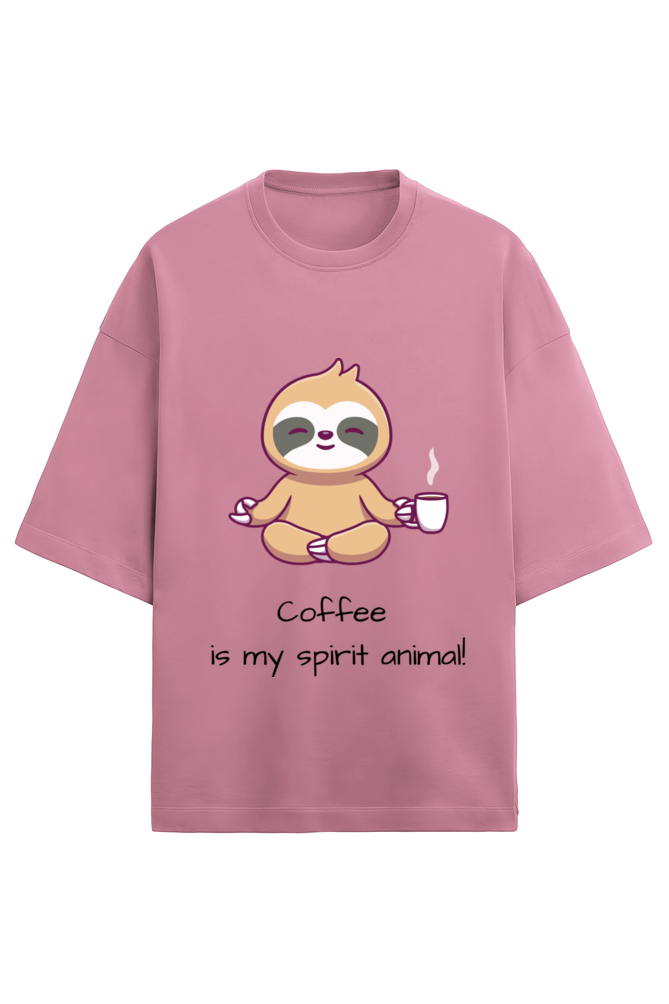 Coffee Collection - Unisex Terry Oversized T-Shirt - "Coffee is my Spirit Animal" T-Shirt