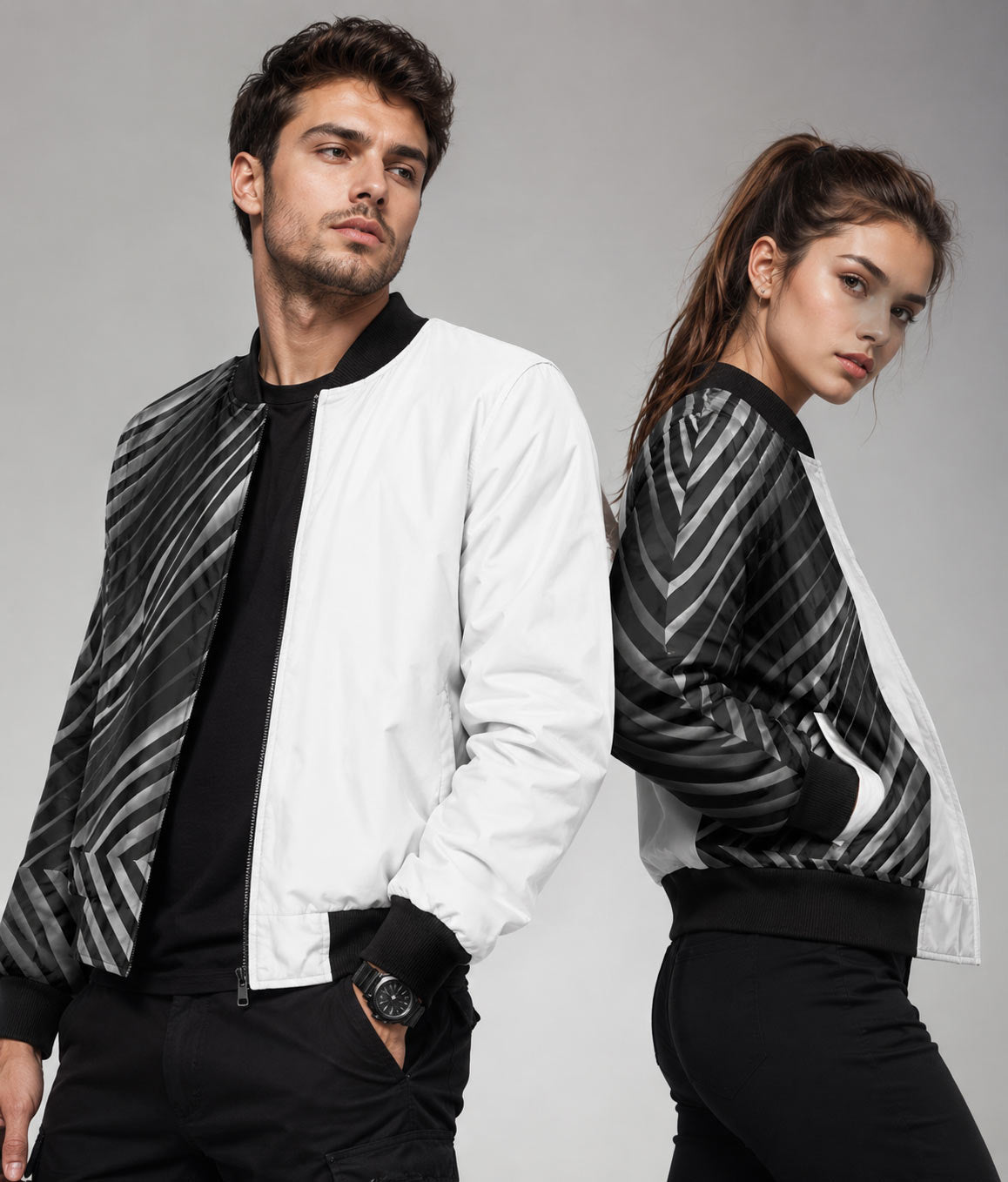 Unisex Bomber Jacket - Black and White Pattern Jacket