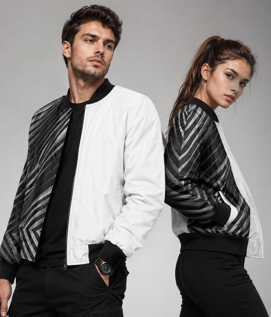 Unisex Bomber Jacket - Black and White Pattern Jacket