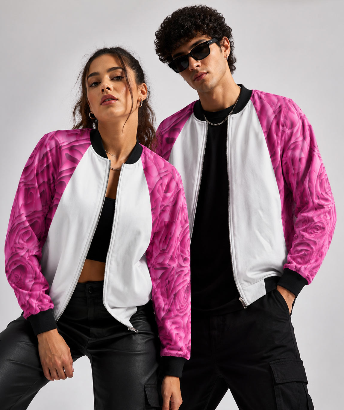 Unisex Bomber Jacket - Pink Textured Bomber Jacket