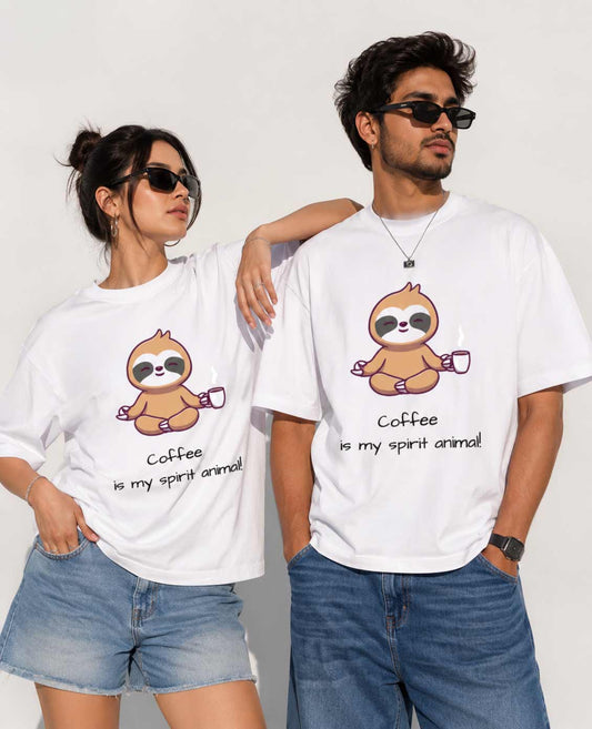 Coffee Collection - Unisex Terry Oversized T-Shirt - "Coffee is my Spirit Animal" T-Shirt