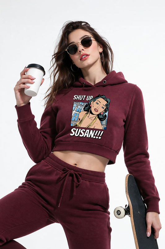 Female Crop Hoodies - ShutUp Susan Hoodie